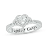 Thumbnail Image 1 of Heart-Shaped White Lab-Created Sapphire & Diamond Promise Ring 1/15 ct tw Sterling Silver