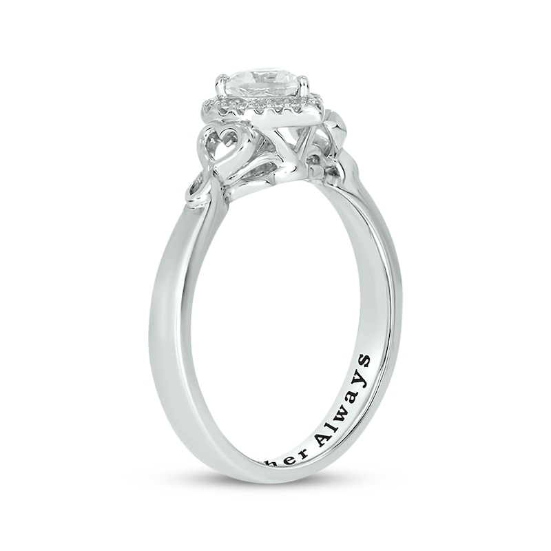 Main Image 2 of Heart-Shaped White Lab-Created Sapphire & Diamond Promise Ring 1/15 ct tw Sterling Silver