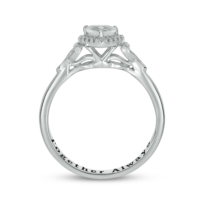 Main Image 3 of Heart-Shaped White Lab-Created Sapphire & Diamond Promise Ring 1/15 ct tw Sterling Silver