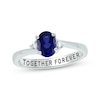 Thumbnail Image 1 of Oval-Cut Blue Lab-Created Sapphire & Diamond Promise Ring 1/20 ct tw Sterling Silver