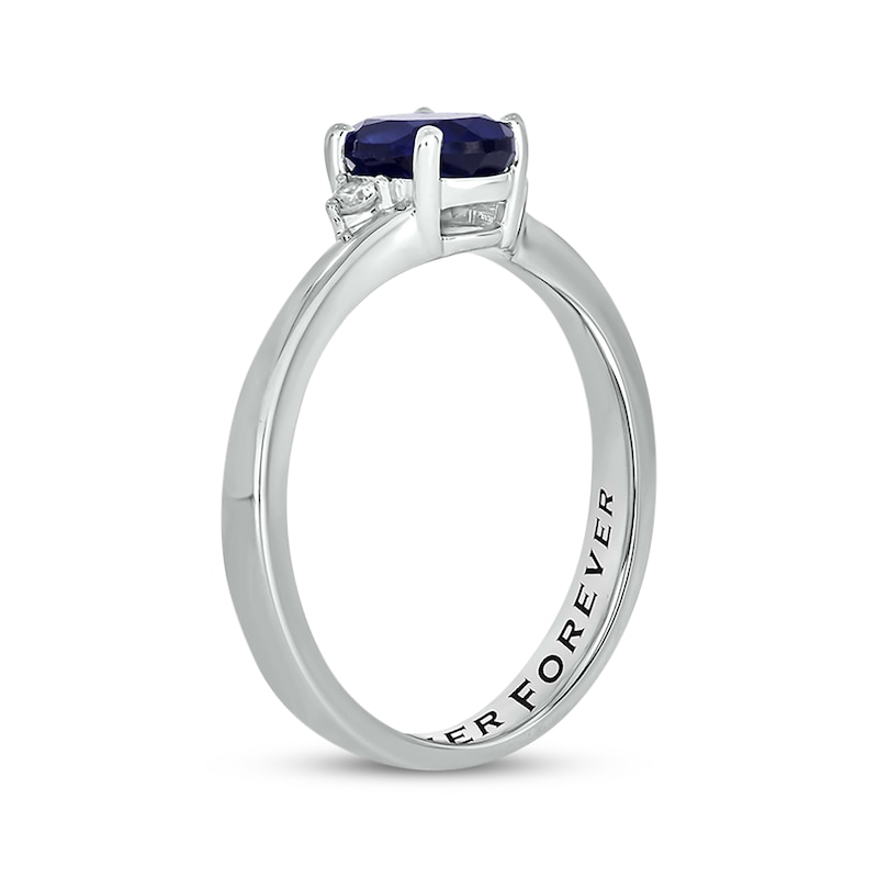 Oval-Cut Blue Lab-Created Sapphire & Diamond Promise Ring 1/20 ct tw Sterling Silver