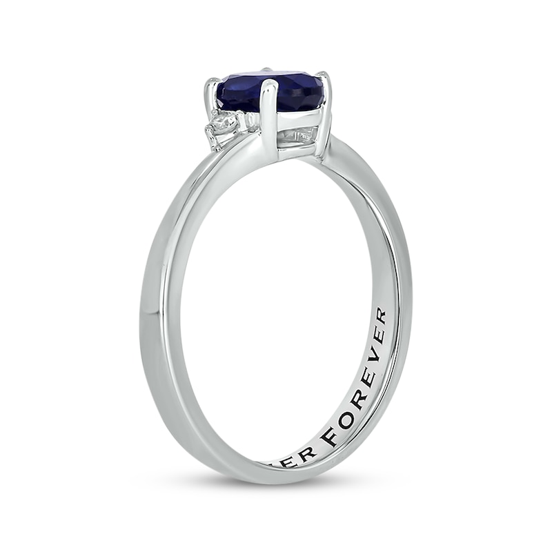Main Image 2 of Oval-Cut Blue Lab-Created Sapphire & Diamond Promise Ring 1/20 ct tw Sterling Silver