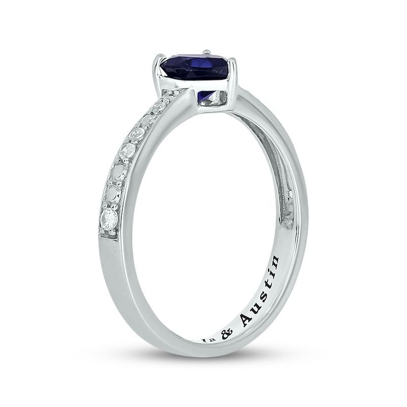 Heart-Shaped Blue Lab-Created Sapphire & Diamond Promise Ring 1/10 ct tw Sterling Silver