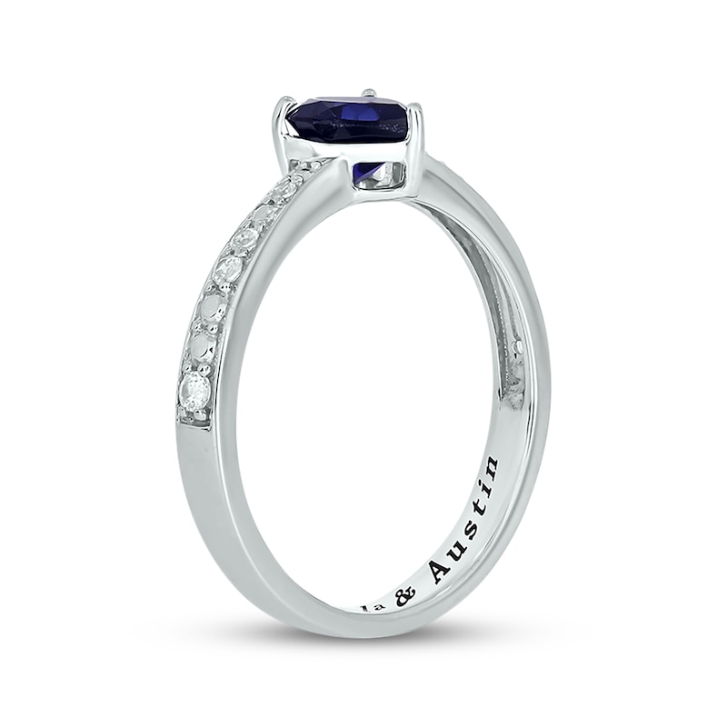 Main Image 2 of Heart-Shaped Blue Lab-Created Sapphire & Diamond Promise Ring 1/10 ct tw Sterling Silver