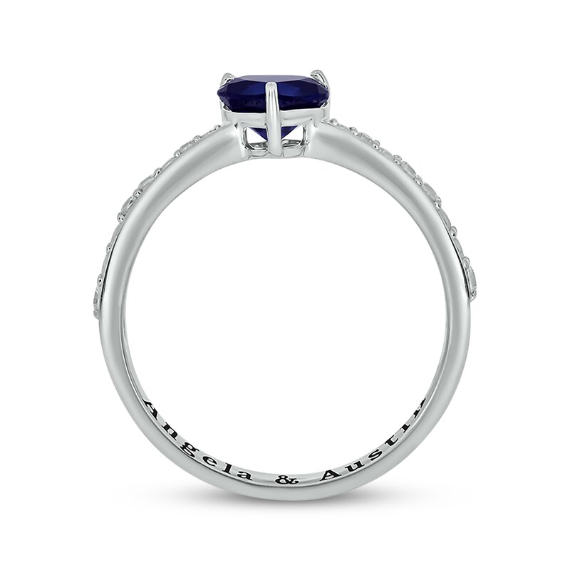Main Image 3 of Heart-Shaped Blue Lab-Created Sapphire & Diamond Promise Ring 1/10 ct tw Sterling Silver