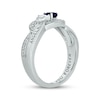 Thumbnail Image 2 of Heart-Shaped Blue & White Lab-Created Sapphire & Diamond Promise Ring 1/5 ct tw Sterling Silver