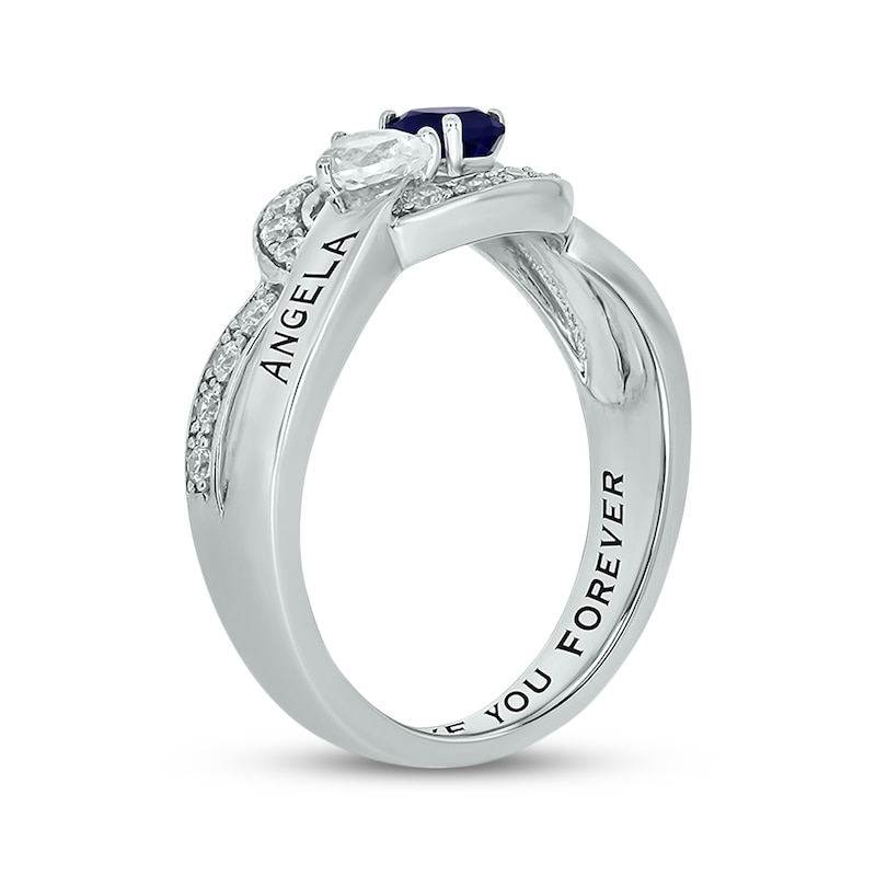 Main Image 2 of Heart-Shaped Blue & White Lab-Created Sapphire & Diamond Promise Ring 1/5 ct tw Sterling Silver