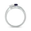 Thumbnail Image 3 of Heart-Shaped Blue & White Lab-Created Sapphire & Diamond Promise Ring 1/5 ct tw Sterling Silver