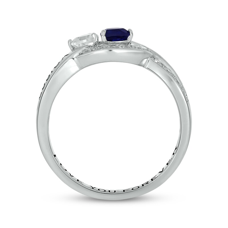 Main Image 3 of Heart-Shaped Blue & White Lab-Created Sapphire & Diamond Promise Ring 1/5 ct tw Sterling Silver
