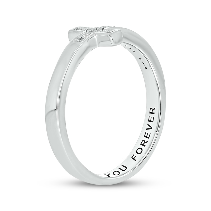 Main Image 2 of Diamond Horizontal Cross Promise Ring 1/20 ct tw Sterling Silver