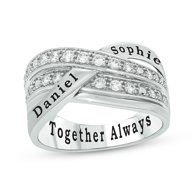 Main Image 1 of Diamond Crossover Promise Ring 1/3 ct tw Sterling Silver