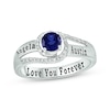 Blue Lab-Created Sapphire & Diamond Swirl Bypass Promise Ring 1/10 ct tw Sterling Silver
