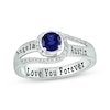 Thumbnail Image 1 of Blue Lab-Created Sapphire & Diamond Swirl Bypass Promise Ring 1/10 ct tw Sterling Silver