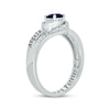 Thumbnail Image 2 of Blue Lab-Created Sapphire & Diamond Swirl Bypass Promise Ring 1/10 ct tw Sterling Silver