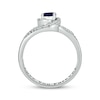 Blue Lab-Created Sapphire & Diamond Swirl Bypass Promise Ring 1/10 ct tw Sterling Silver