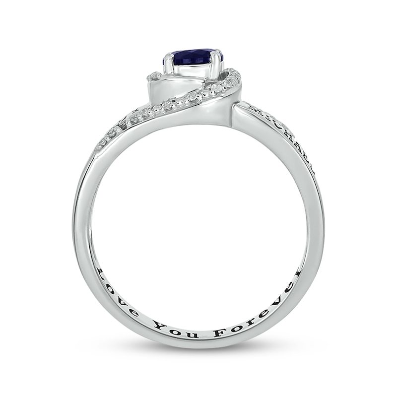 Main Image 3 of Blue Lab-Created Sapphire & Diamond Swirl Bypass Promise Ring 1/10 ct tw Sterling Silver