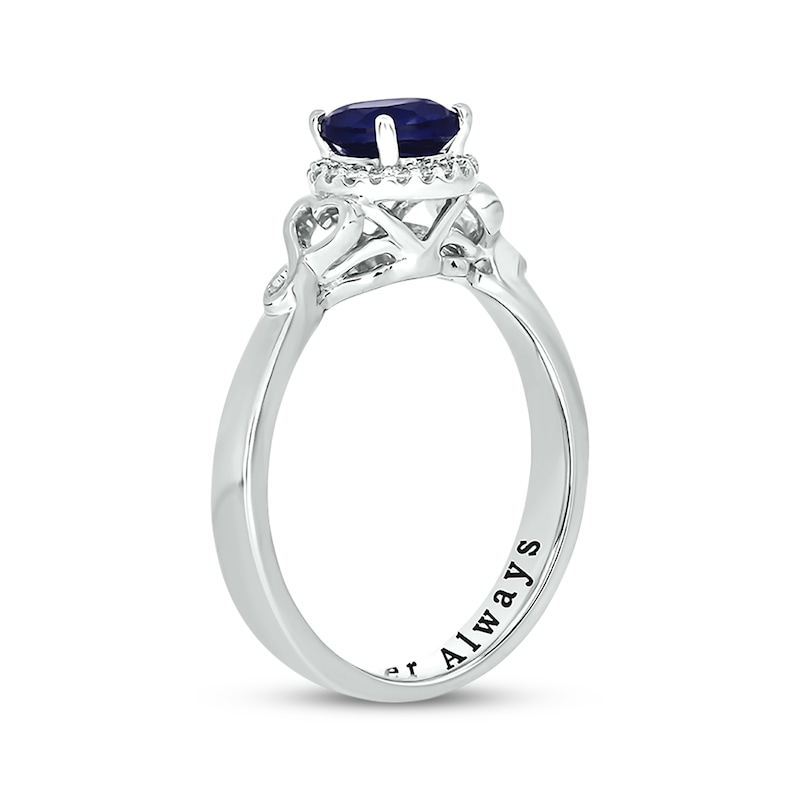 Main Image 2 of Blue Lab-Created Sapphire & Diamond Hearts Promise Ring 1/15 ct tw Sterling Silver