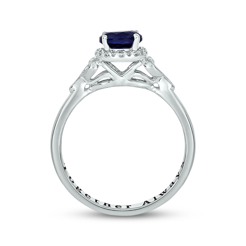 Blue Lab-Created Sapphire & Diamond Hearts Promise Ring 1/15 ct tw Sterling Silver
