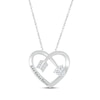 Thumbnail Image 1 of Heart-Shaped & Round-Cut White Lab-Created Sapphire Heart & Arrow Necklace Sterling Silver 18”