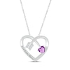 Thumbnail Image 1 of Heart-Shaped Amethyst & Round-Cut White Lab-Created Sapphire Heart & Arrow Necklace Sterling Silver 18”