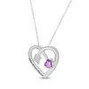 Thumbnail Image 2 of Heart-Shaped Amethyst & Round-Cut White Lab-Created Sapphire Heart & Arrow Necklace Sterling Silver 18”