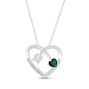 Thumbnail Image 1 of Heart-Shaped Lab-Created Emerald & Round-Cut White Lab-Created Sapphire Heart & Arrow Necklace Sterling Silver 18”