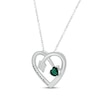 Thumbnail Image 2 of Heart-Shaped Lab-Created Emerald & Round-Cut White Lab-Created Sapphire Heart & Arrow Necklace Sterling Silver 18”