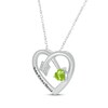 Thumbnail Image 2 of Heart-Shaped Peridot & Round-Cut White Lab-Created Sapphire Heart & Arrow Necklace Sterling Silver 18”