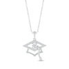 Thumbnail Image 0 of Round-Cut White Lab-Created Sapphire Graduation Cap Necklace Sterling Silver 18”