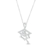 Thumbnail Image 2 of Round-Cut White Lab-Created Sapphire Graduation Cap Necklace Sterling Silver 18”