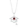 Thumbnail Image 1 of Round-Cut Garnet & Round White Lab-Created Sapphire Graduation Cap Necklace Sterling Silver 18”