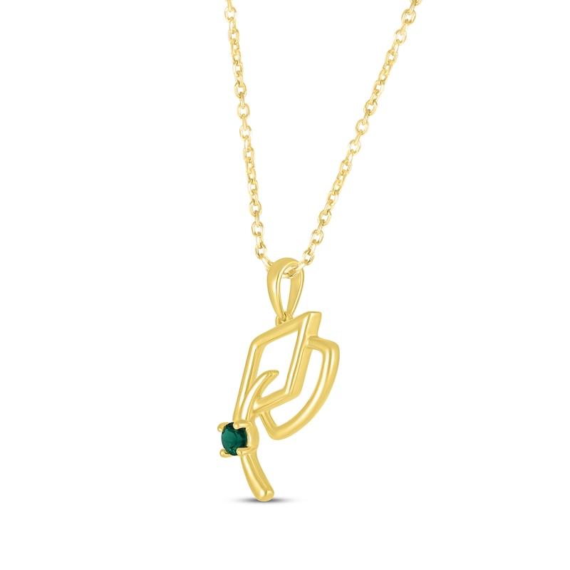 Main Image 2 of Round-Cut Lab-Created Emerald Graduation Cap Necklace 10K Yellow Gold