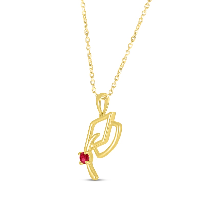 Main Image 2 of Round-Cut Lab-Created Ruby Graduation Cap Necklace 10K Yellow Gold