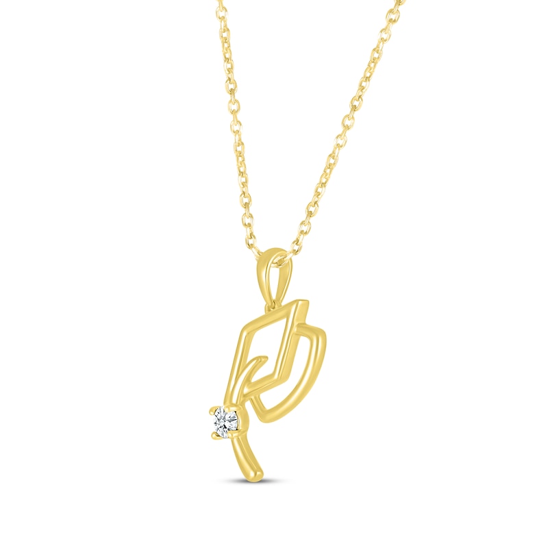 Main Image 2 of Round-Cut White Lab-Created Sapphire Graduation Cap Necklace 10K Yellow Gold