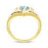 Thumbnail Image 2 of Heart-Shaped Aquamarine & Round-Cut White Lab-Created Sapphire Heart Chevron Ring 10K Yellow Gold