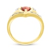 Thumbnail Image 2 of Heart-Shaped Garnet & Round-Cut White Lab-Created Sapphire Heart Chevron Ring 10K Yellow Gold