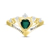 Thumbnail Image 3 of Heart-Shaped Lab-Created Emerald & Round-Cut White Lab-Created Sapphire Heart Chevron Ring 10K Yellow Gold