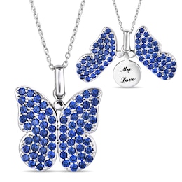 Birthstone Butterfly Opens to Hidden Message Necklace (1 Stone and 2 Lines)