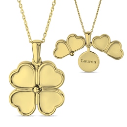 Four Leaf Clover Hidden Message Necklace (3 Lines)