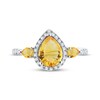 Thumbnail Image 2 of Pear-Shaped Citrine & White Lab-Created Sapphire Ring Sterling Silver