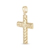 Thumbnail Image 1 of Men's Chevron Pattern Engraved Cross Charm 14K Yellow Gold