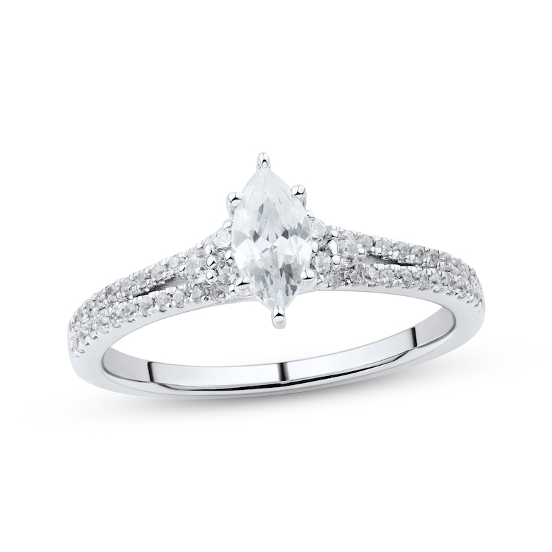 Marquise-Cut Diamond Engagement Ring 3/4 ct tw 14K White Gold