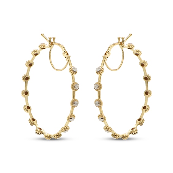 Diamond-Cut Sunburst Hoop Earrings 14K Yellow Gold 30mm