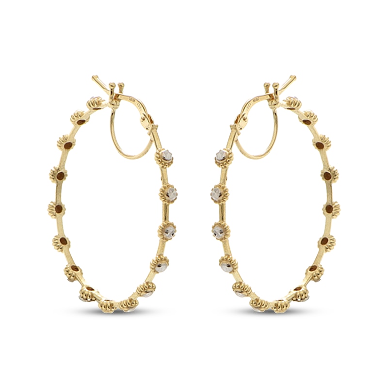 Main Image 1 of Diamond-Cut Sunburst Hoop Earrings 14K Yellow Gold 30mm