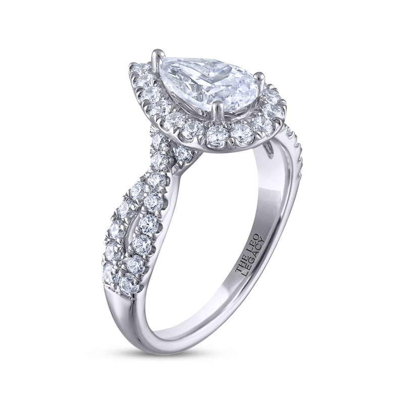 THE LEO Legacy Lab-Created Diamond Pear-Shaped Twist Shank Engagement Ring 1-3/4 ct tw 14K White Gold