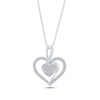 Round-Cut Multi-Diamond Center Heart Necklace 1/5 ct tw Sterling Silver 18”
