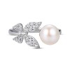 Thumbnail Image 3 of Cultured Pearl & Round-Cut White Lab-Created Sapphire Butterfly Deconstructed Ring Sterling Silver
