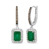 Thumbnail Image 0 of Le Vian Emerald-Cut Emerald Hoop Drop Earrings 3/8 ct tw Diamonds 14K Vanilla Gold