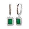 Thumbnail Image 1 of Le Vian Emerald-Cut Emerald Hoop Drop Earrings 3/8 ct tw Diamonds 14K Vanilla Gold