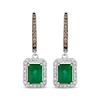 Thumbnail Image 1 of Le Vian Emerald-Cut Emerald Hoop Drop Earrings 3/8 ct tw Diamonds 14K Vanilla Gold